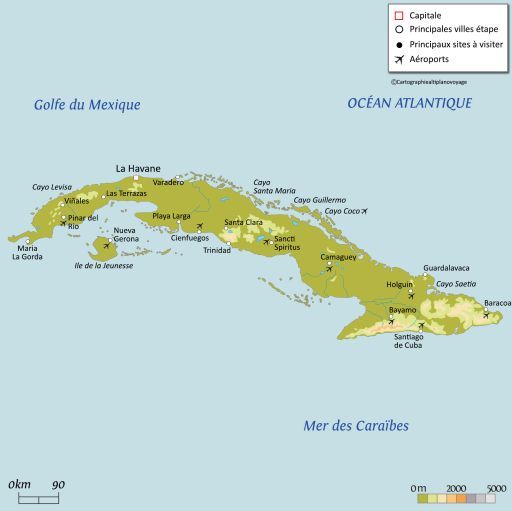 Carte touristique Cuba