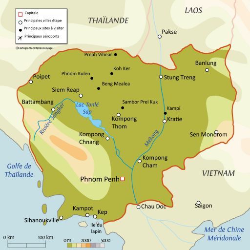 Carte touristique Cambodge