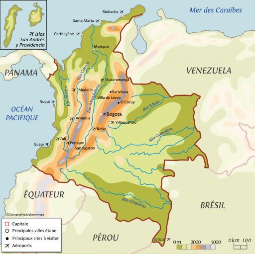Carte touristique Colombie