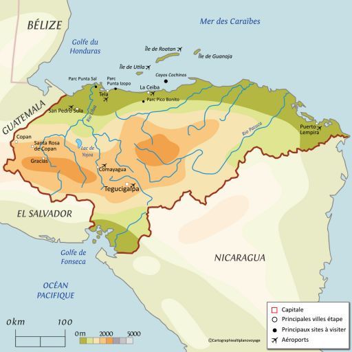 Carte touristique Honduras