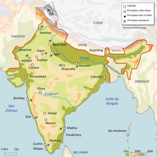 Carte touristique Inde
