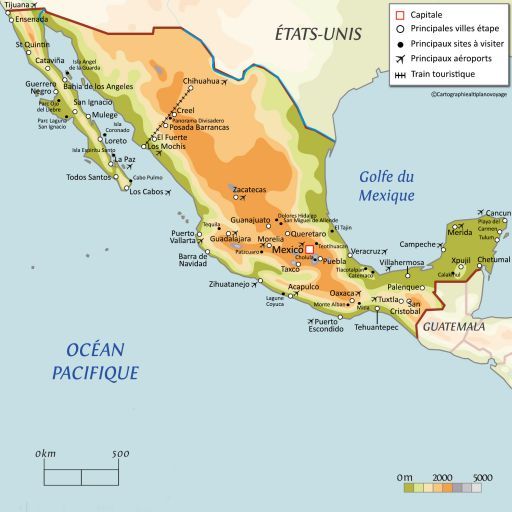 Carte touristique Mexique
