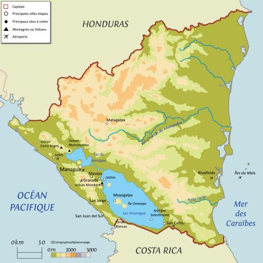 Carte touristique Nicaragua