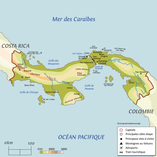 Carte touristique Panama