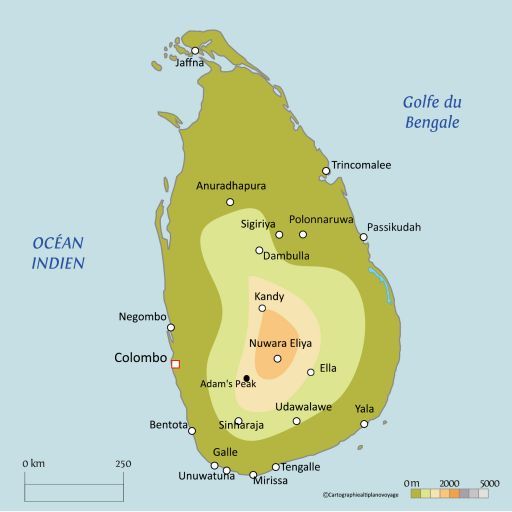 Carte touristique Sri Lanka